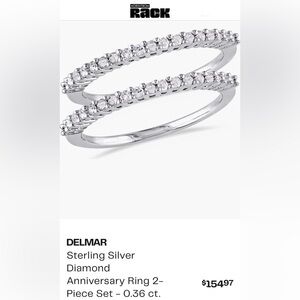 🆕💍 NEW IN BOX 0.36 CARAT WEIGHT THIN STERLING SILVER DIAMOND💎ANNIVERSARY BAND